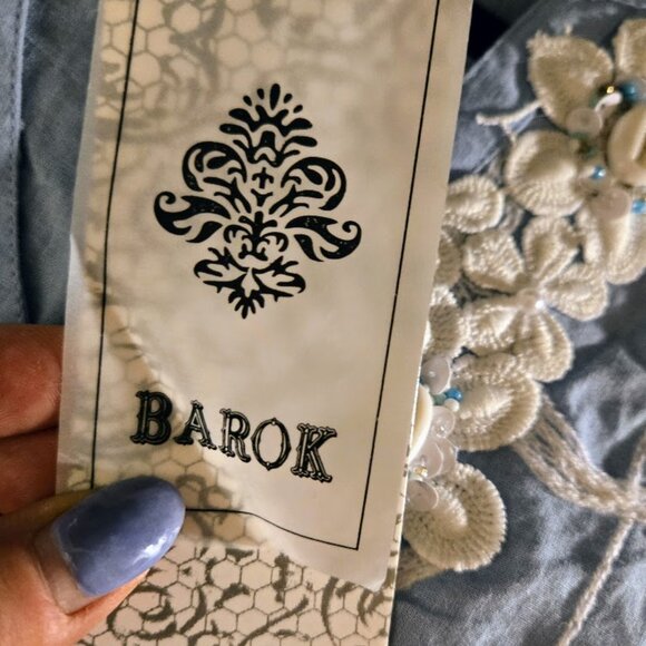 Barok Bohemian Beaded Flowy Linen Top - Picture 6 of 6